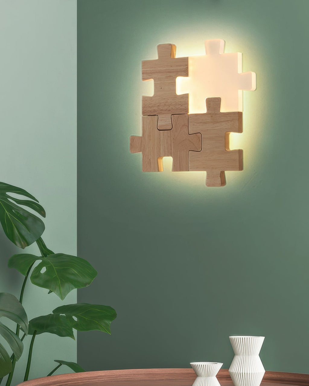 SylvaOak Wood Puzzle LED Wall Sconce Nordic Minimalist Style