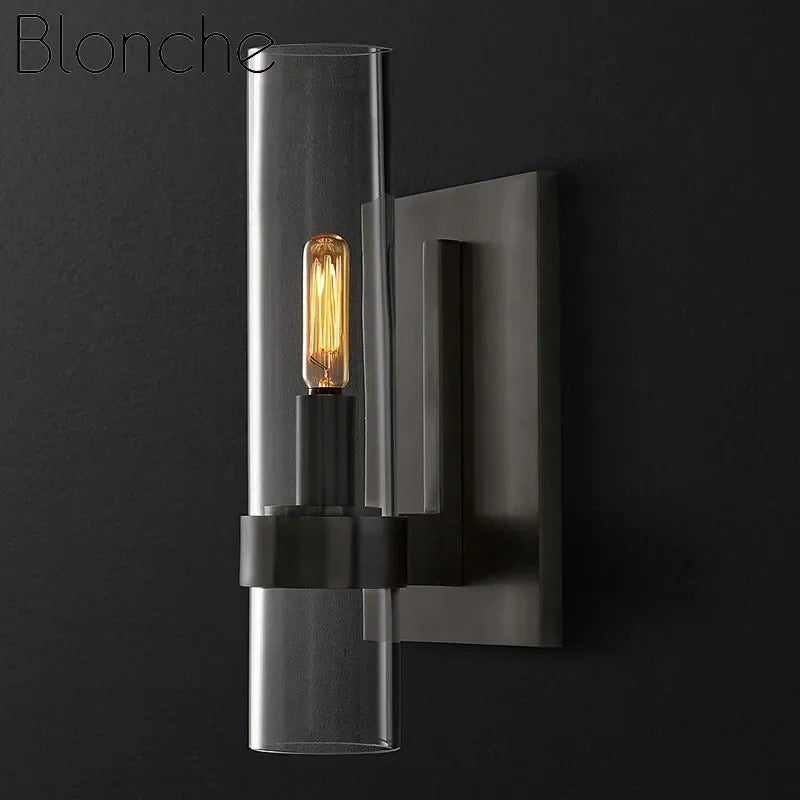 Sleek Onyx Ember Glass Sconce With Durable Metal Frame