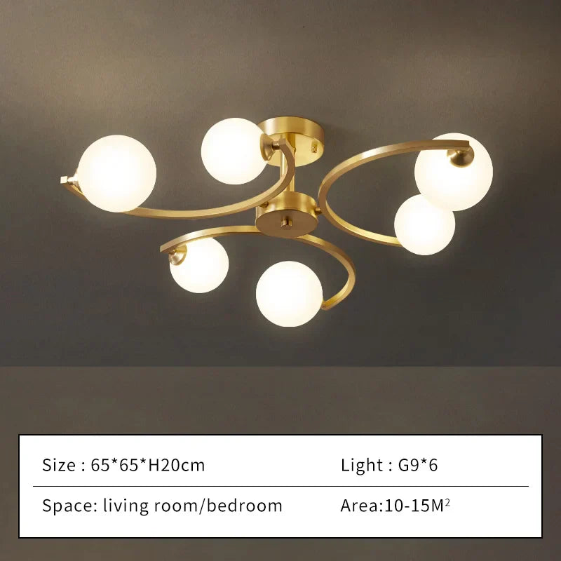 Żyrandol miedziany Asterra z kulami szklanymi LED odporny na rdzę