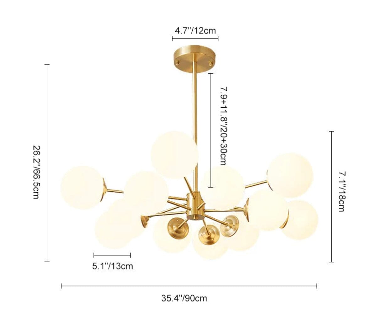 Żyrandol Aurelia Globe w złotym mosiężnym szklanym oprawie