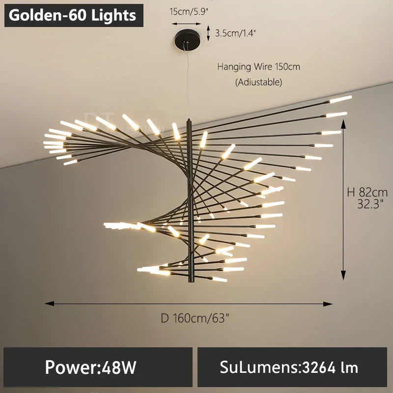 Astrae Spiral Chandelier Modern Loft Ceiling Light By Solene