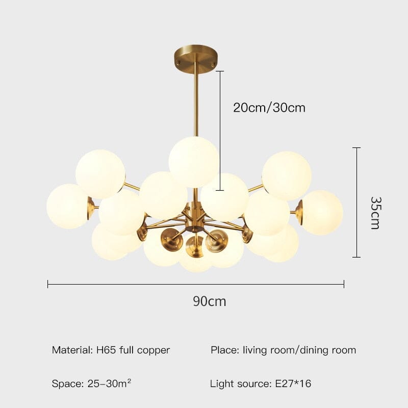 Aurelia Globe Chandelier in Gold Brass Glass Fixture