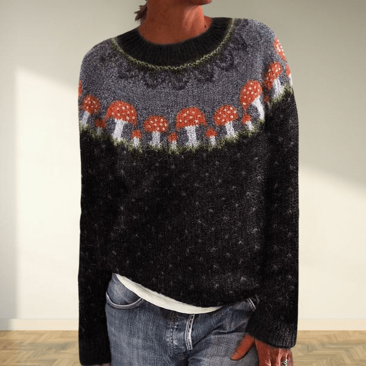 Modello di maglione lavorato a maglia Fair Isle in lana mista fungo Aurora