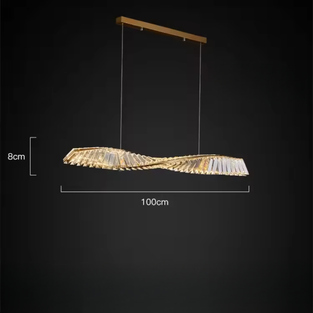 Aureon Spiral Crystal LED Dining Pendant For Kitchens