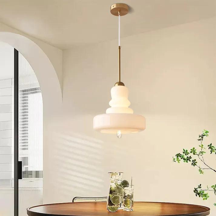 Solara Pumpkin Glass Pendant Light with Brass or Iron Accents