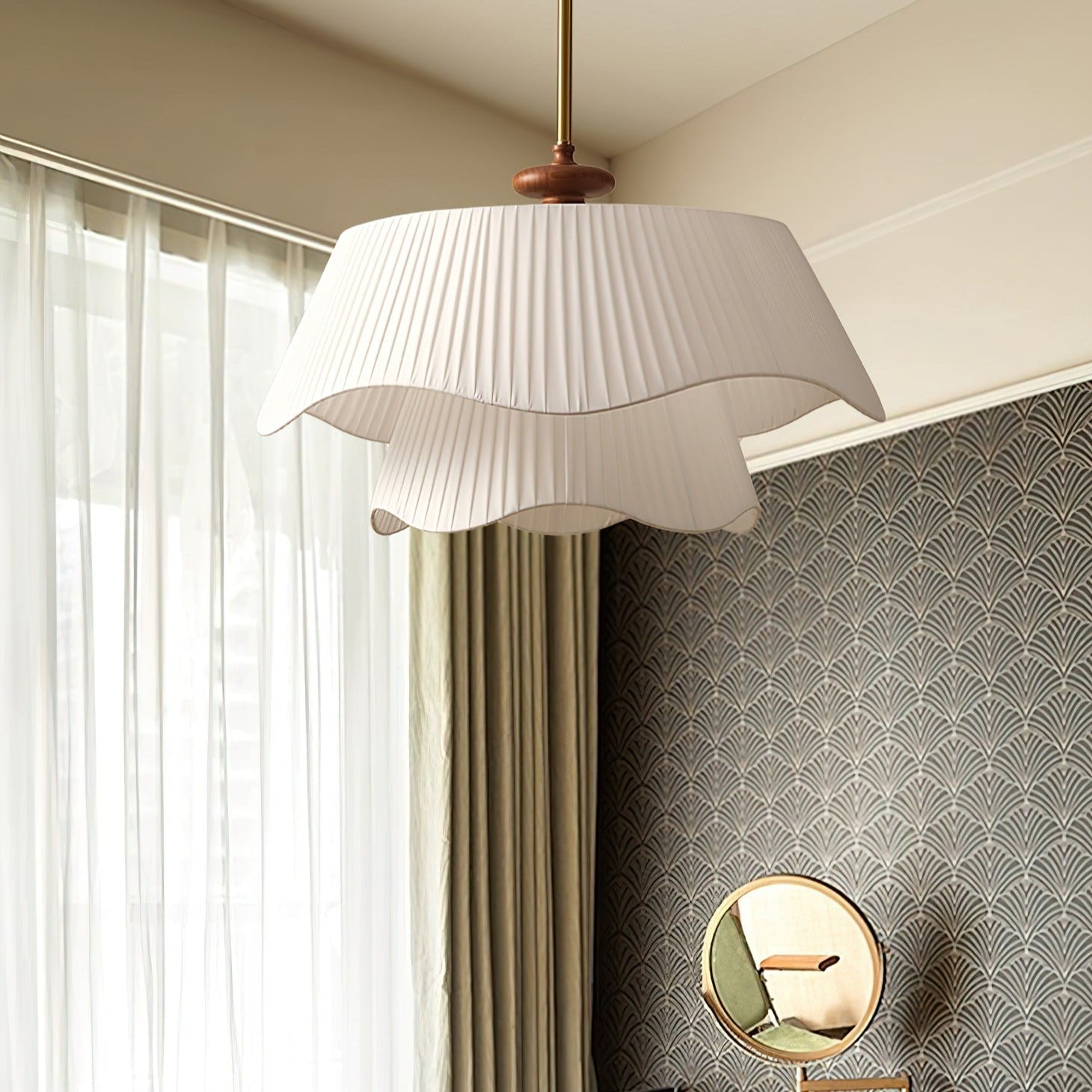 Vespara | Graceful Pendant Lamp For Modern Interiors With Metal Glass And Wood Accents