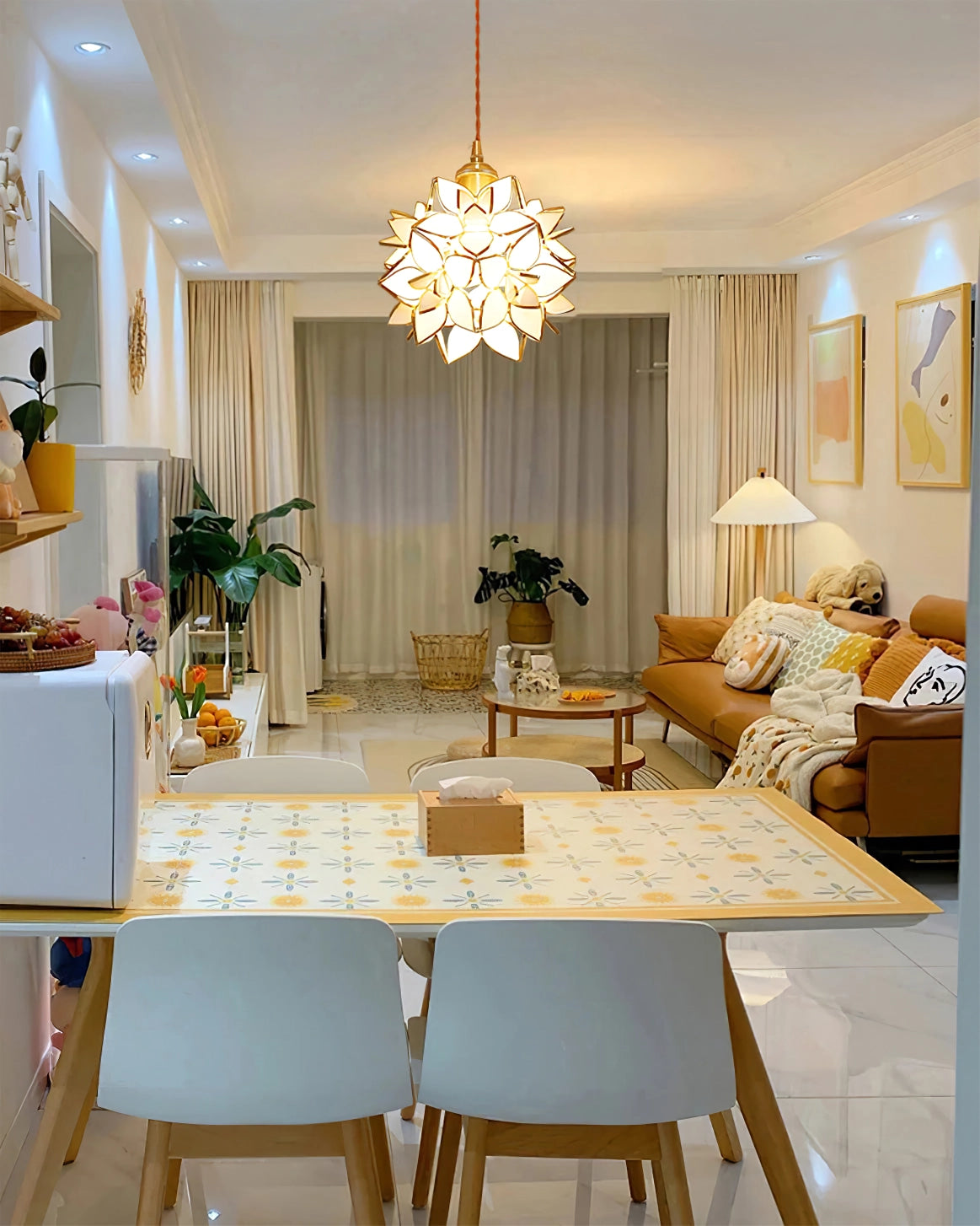 CapizLuxe Pendant Light Handcrafted Ceiling Lamp With Elegant Glow