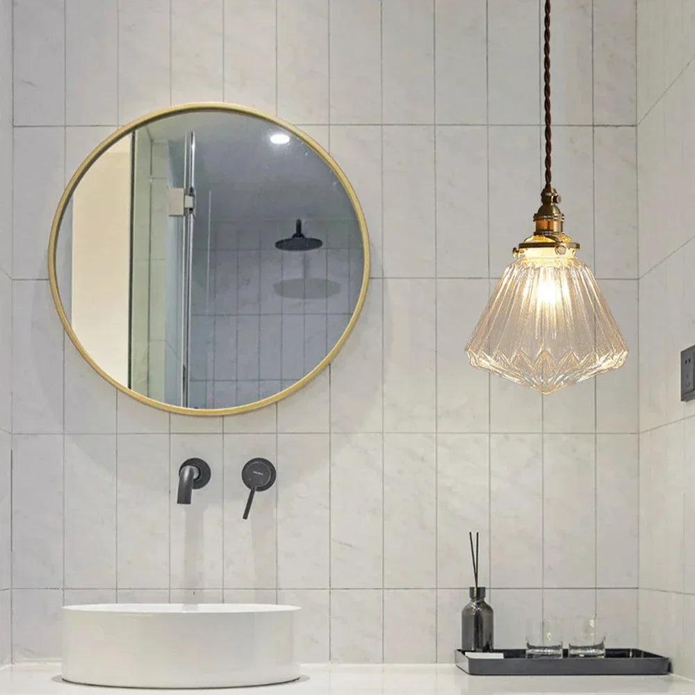 Suspension LED en verre clair nordique pour intérieurs modernes et salles à manger