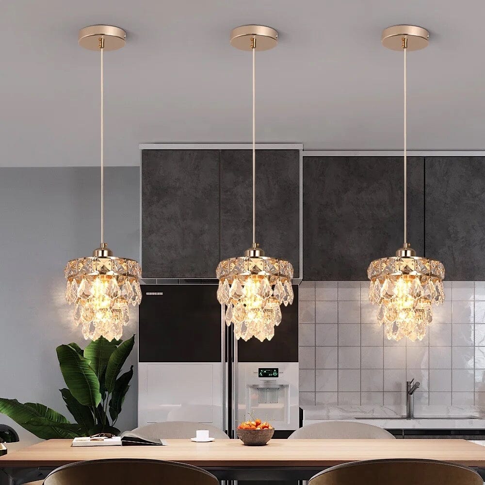 Lyra Crystal Pendant Light with Two-Tier Glass Prisms