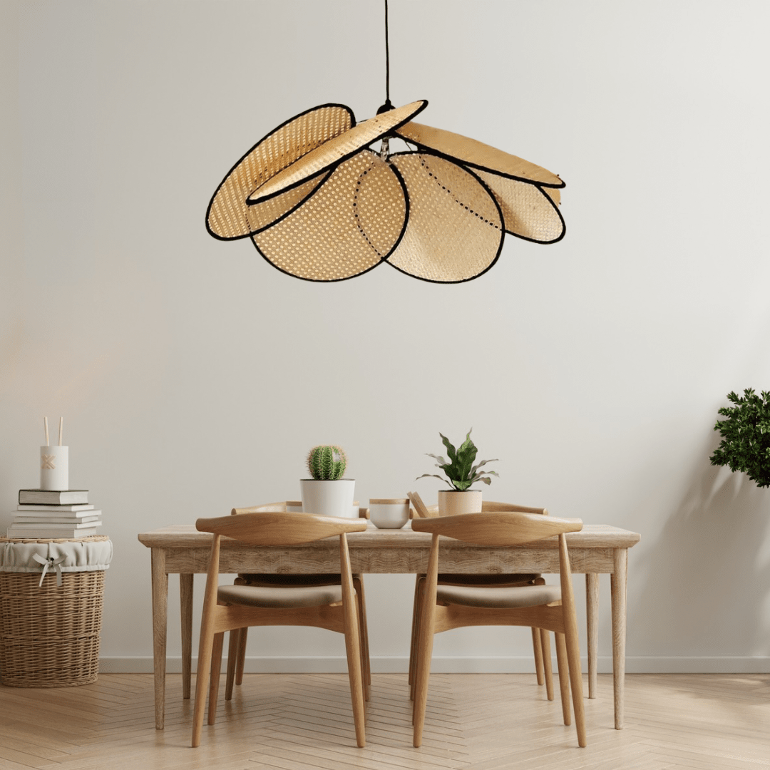 Aurelia Leaf Rattan Chandelier For Rustic Ambiance Handwoven