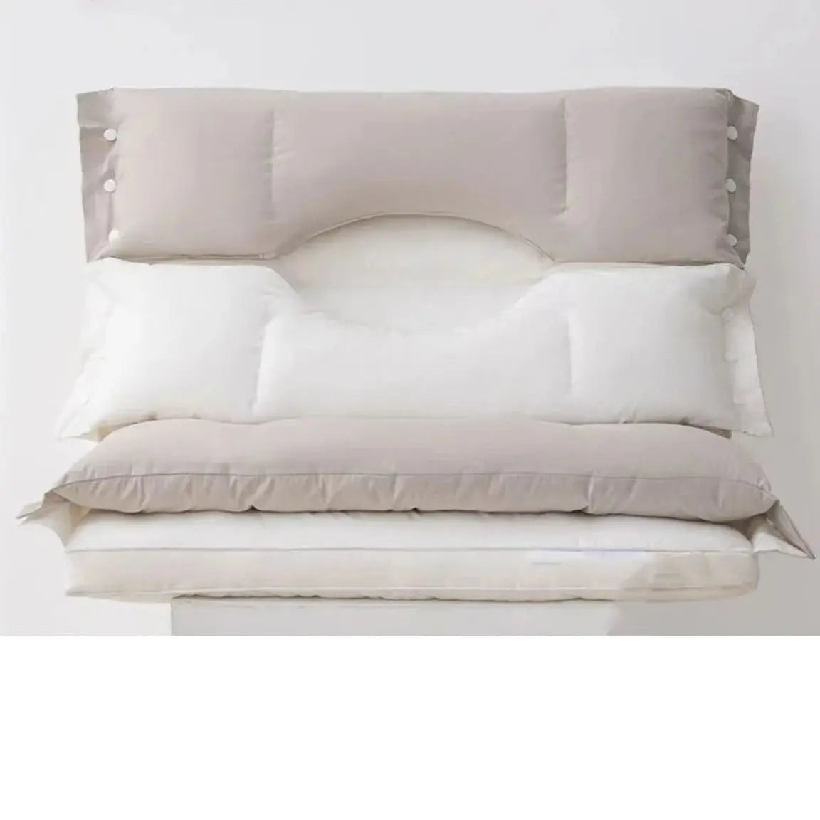 Ergonomic Double Layer Neck Pillow With Adjustable Height Contoured Support