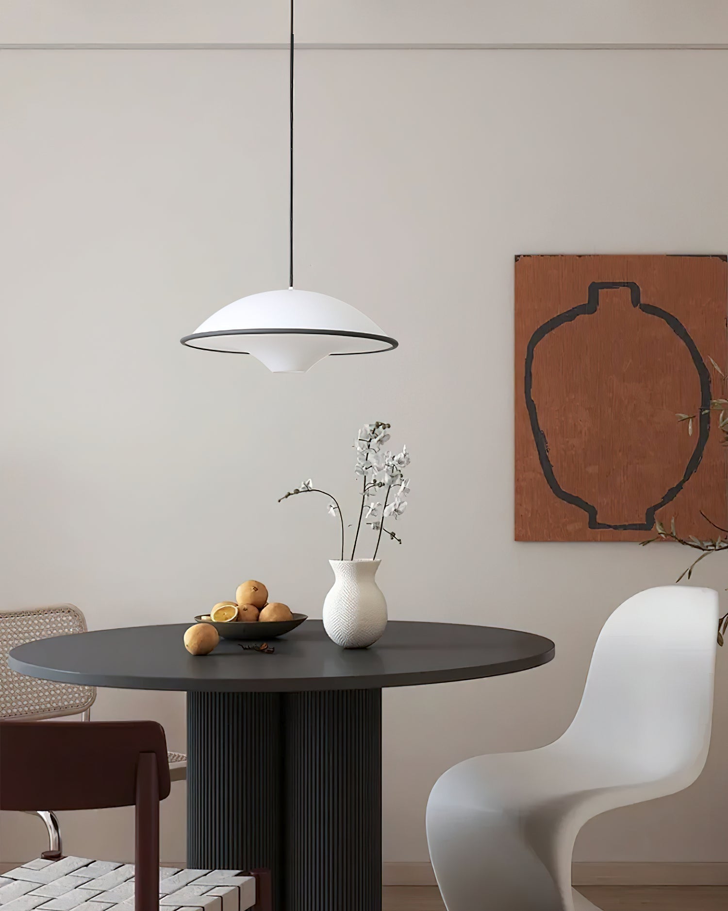 Novara | Minimalist UFO Pendant Light With Black Trim