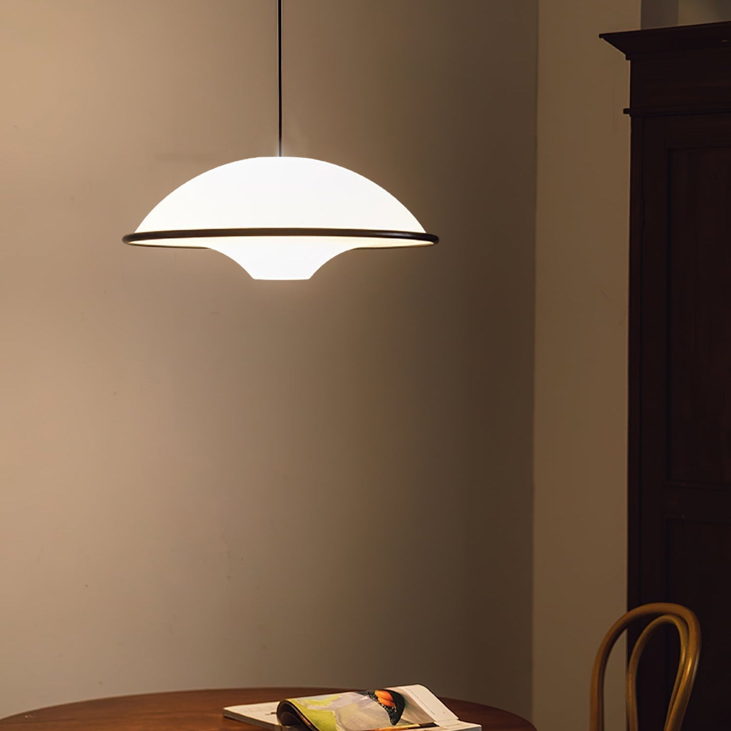 Novara | Minimalist UFO Pendant Light With Black Trim