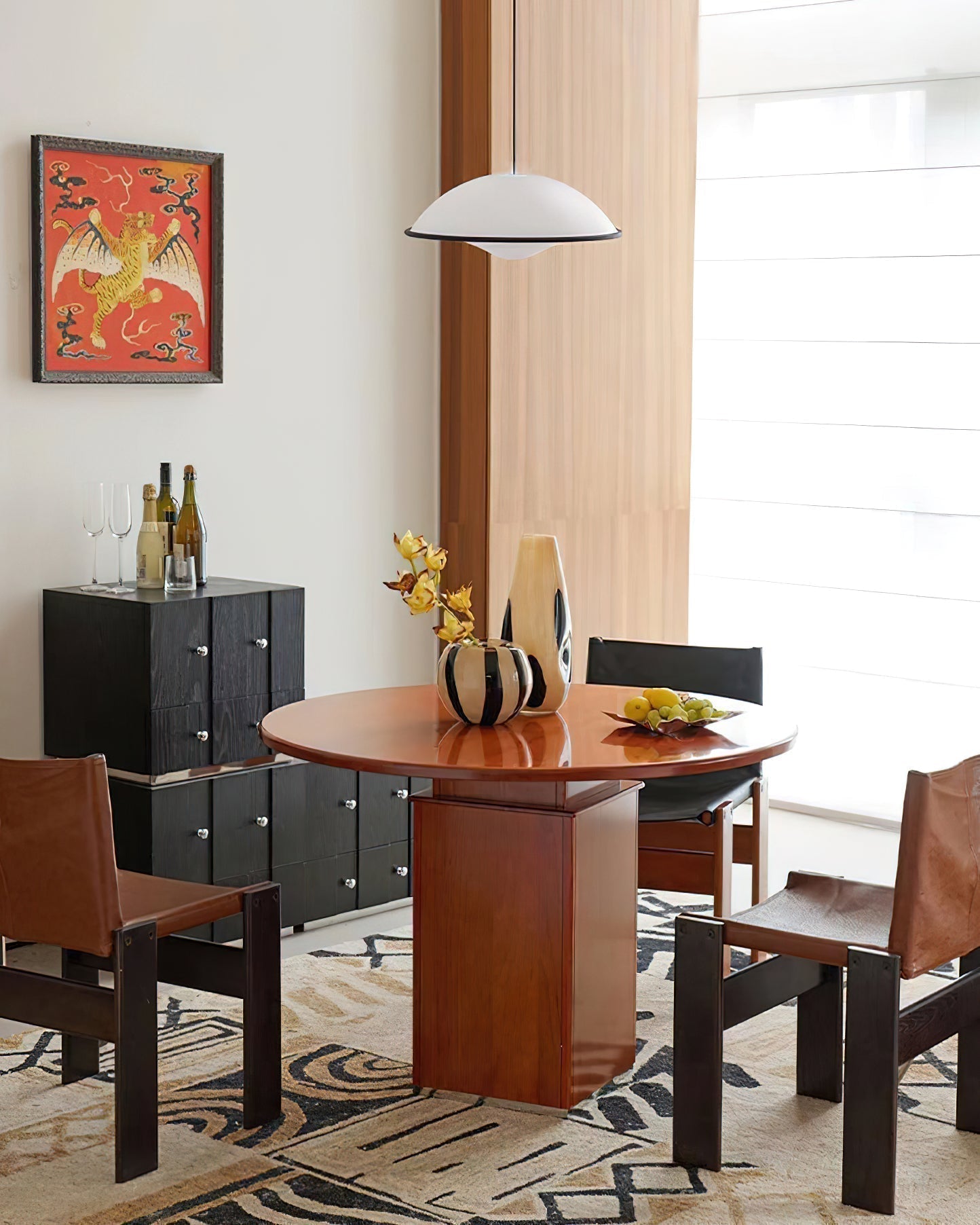 Novara | Minimalist UFO Pendant Light With Black Trim