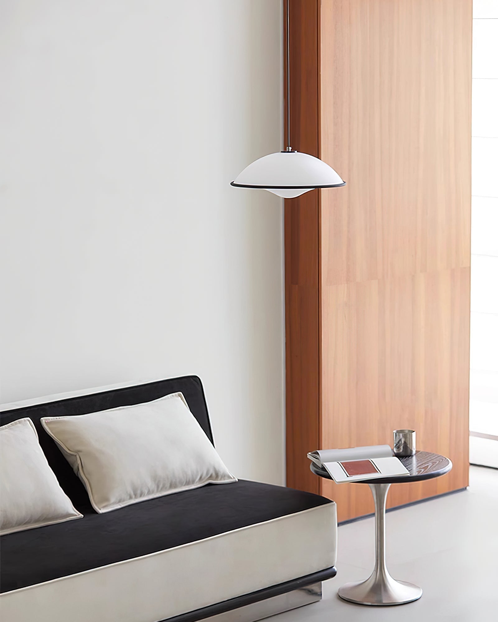 Novara | Minimalist UFO Pendant Light With Black Trim