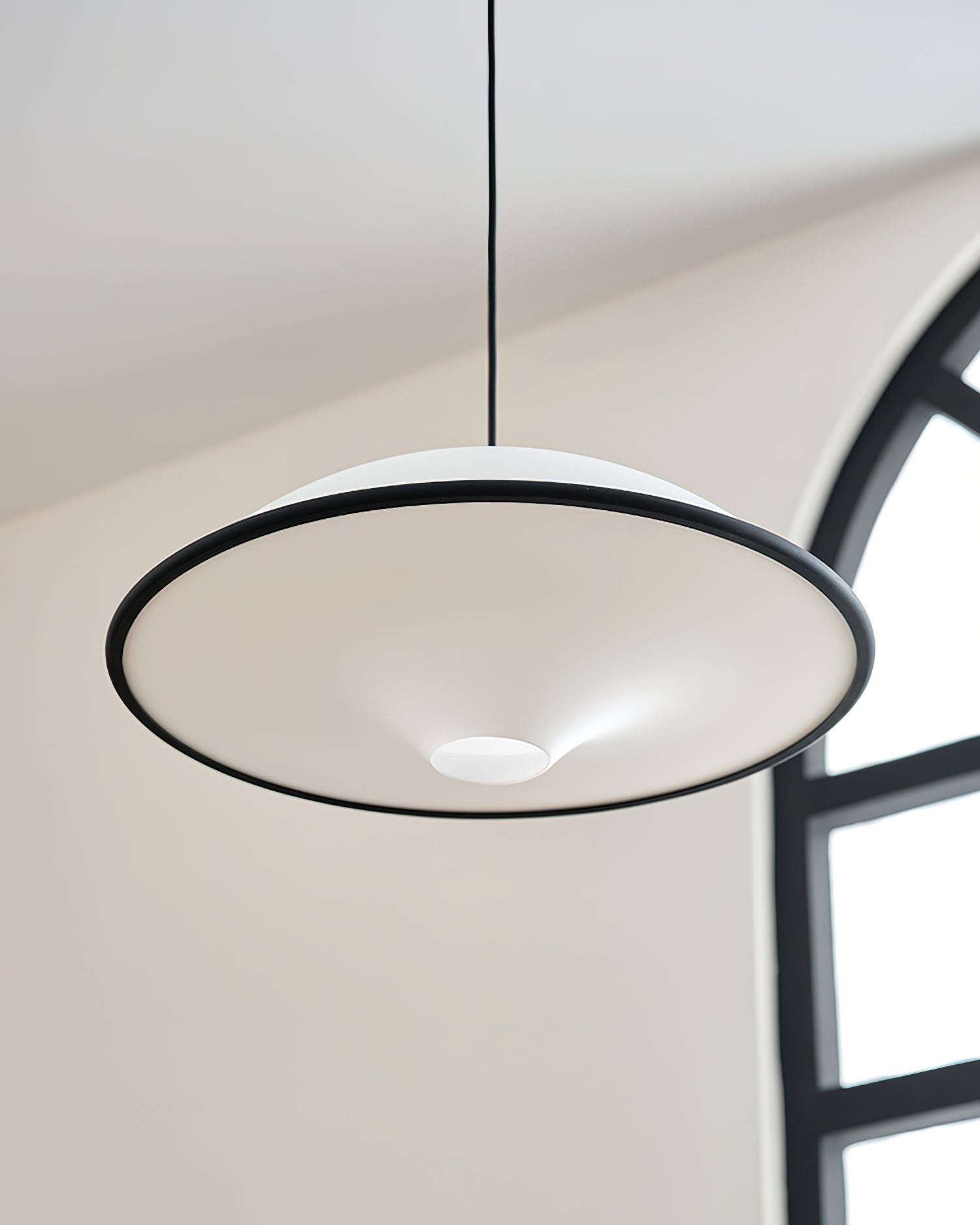 Novara | Minimalist UFO Pendant Light With Black Trim