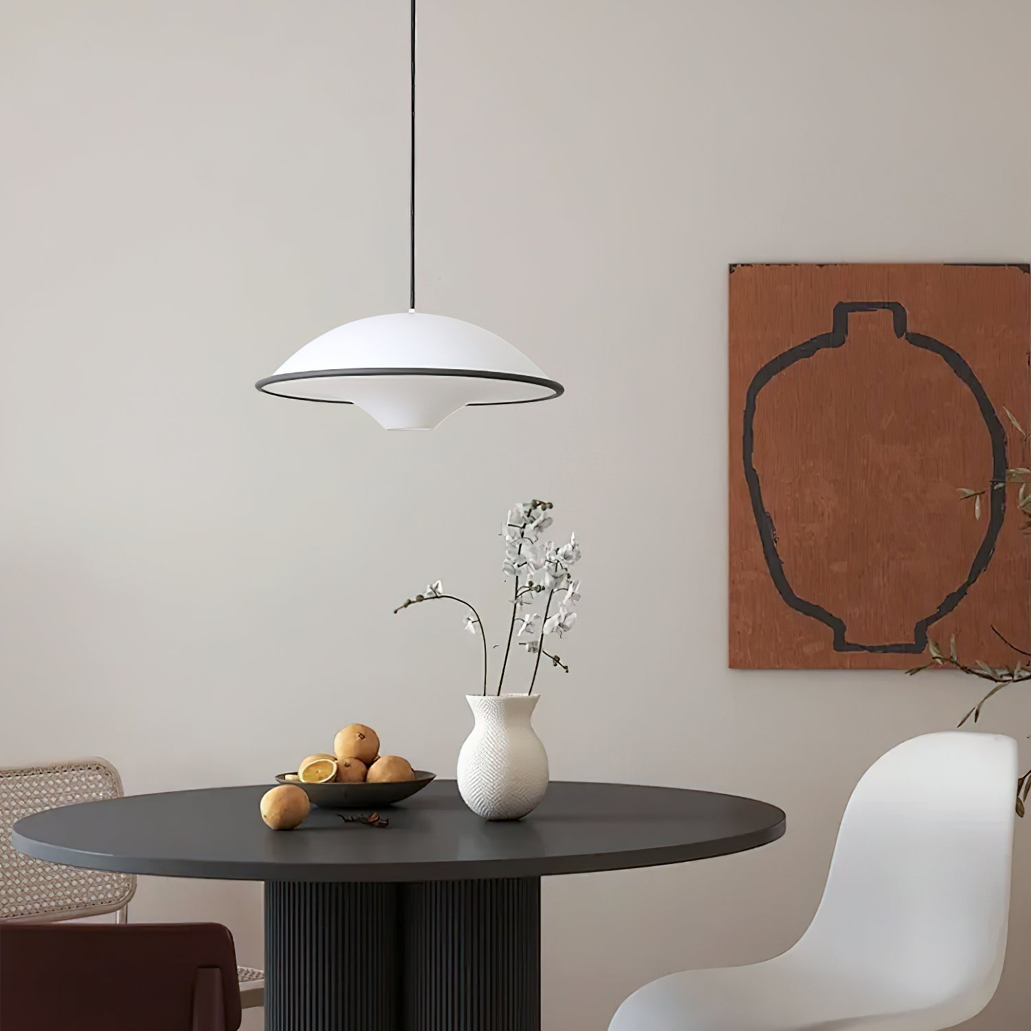 Novara | Minimalist UFO Pendant Light With Black Trim
