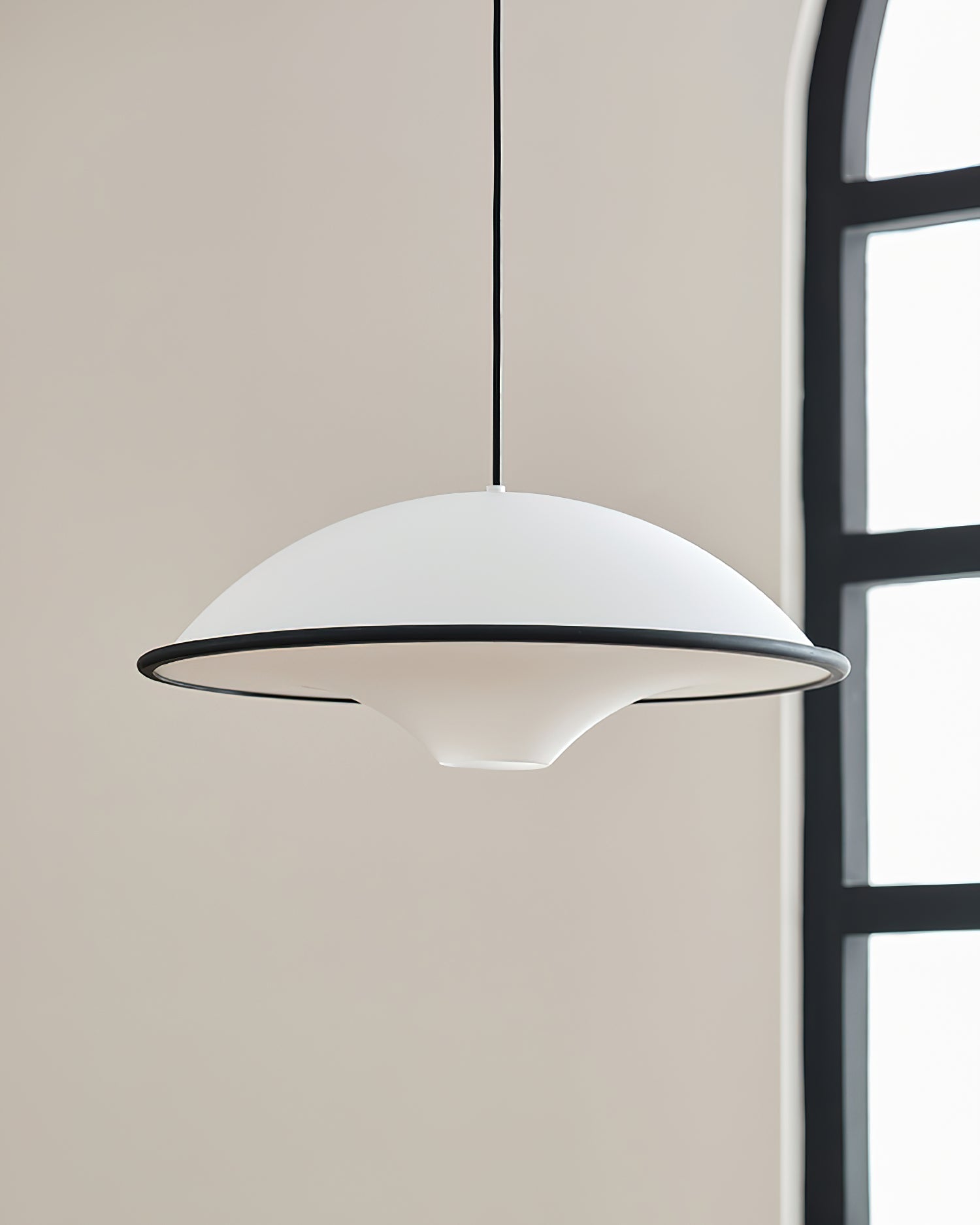 Novara | Minimalist UFO Pendant Light With Black Trim