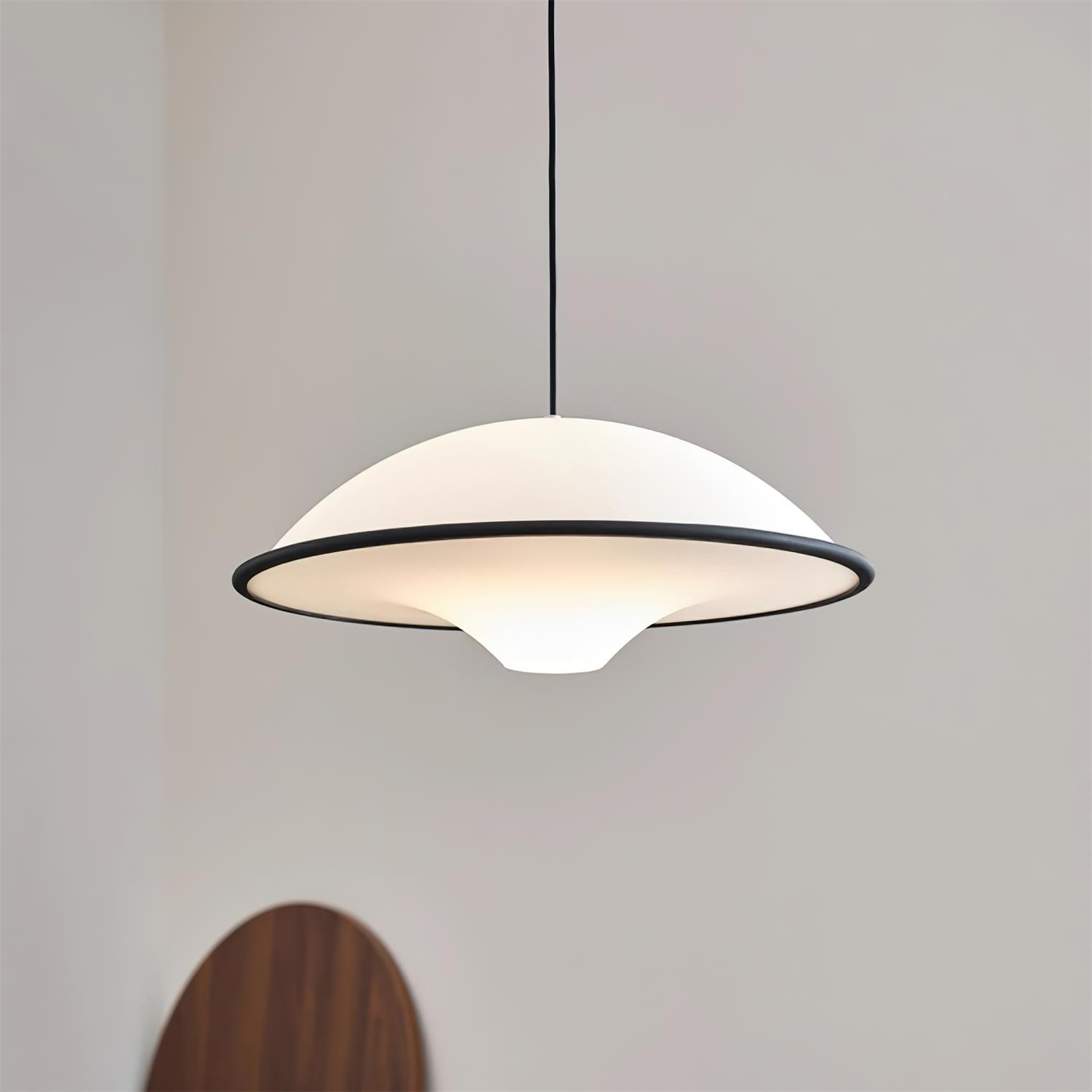 Novara | Minimalist UFO Pendant Light With Black Trim