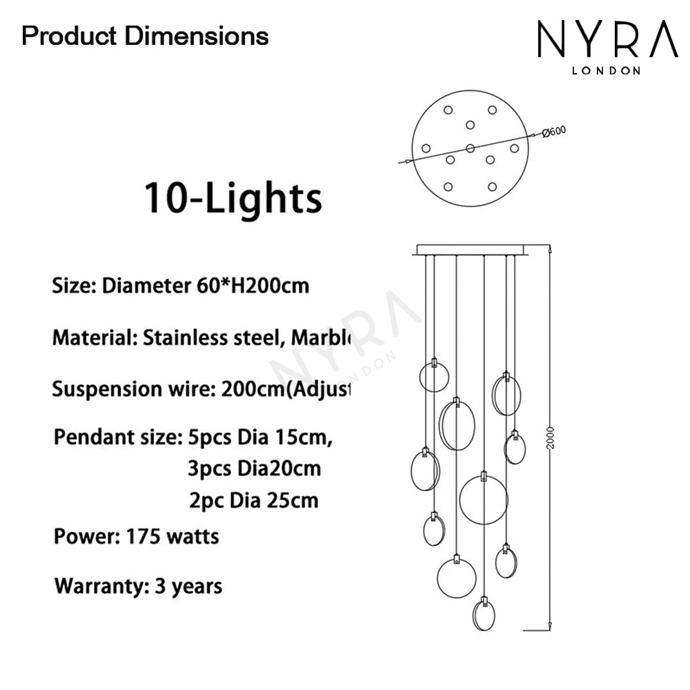 Aurea márvány kristály függeszték modern LED hosszú