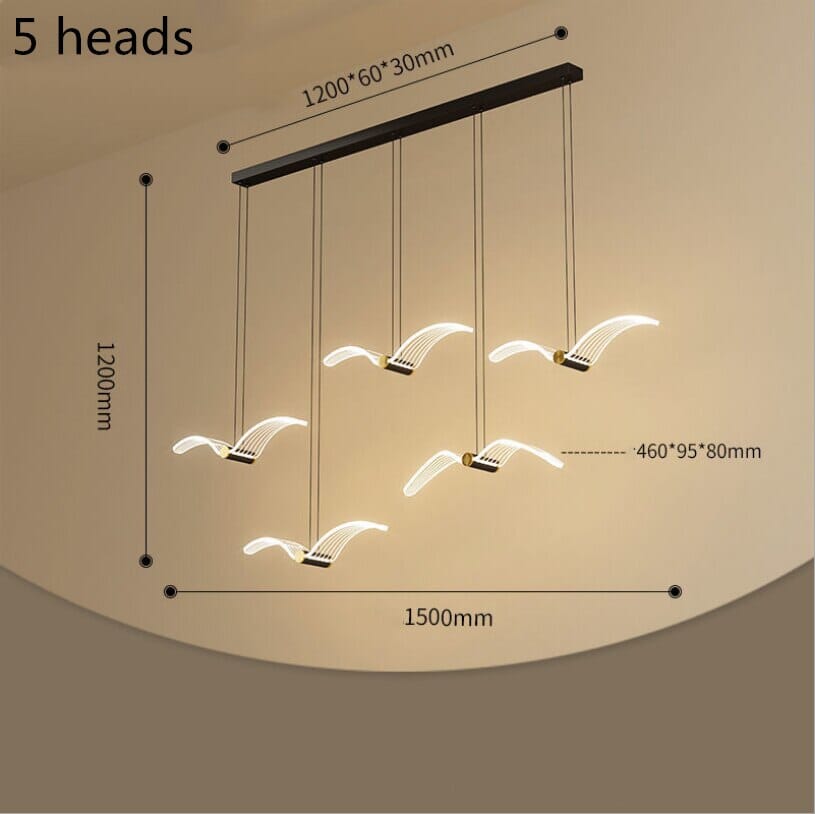 Marinell | Seagull-Inspired Dining Chandelier In Copper