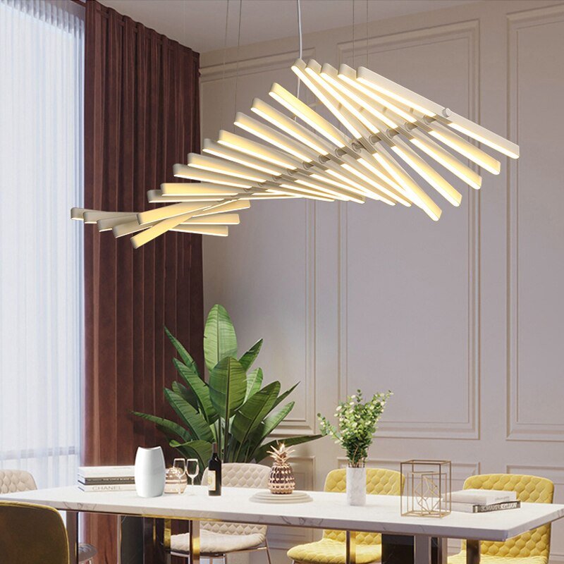 FjordLilt Nordic Herringbone LED Chandelier For Bright Interiors