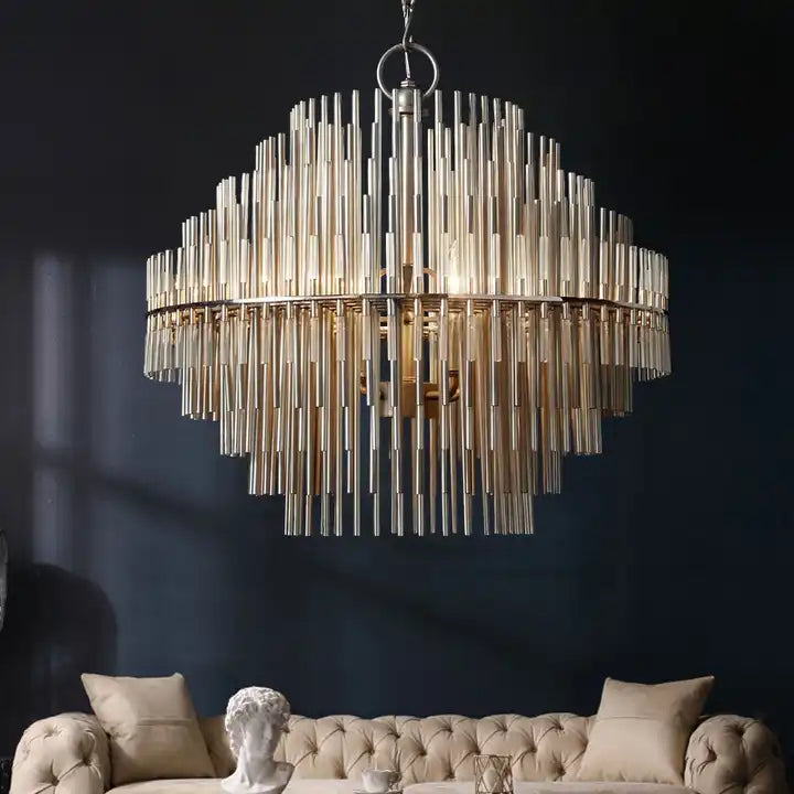 Lyraelle | Art Deco Crystal Iron Rectangle Chandelier