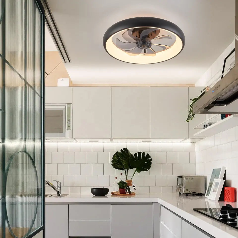 Ventoinha de Teto Inteligente Luminara LED com 6 Velocidades e 7 Hélices