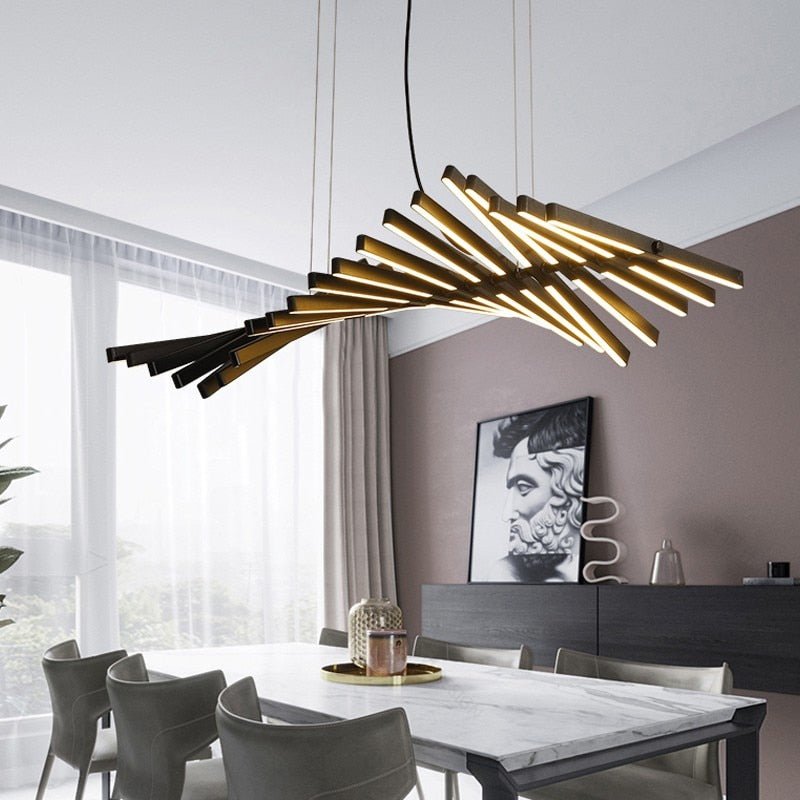 FjordLilt Nordic Herringbone LED Chandelier For Bright Interiors