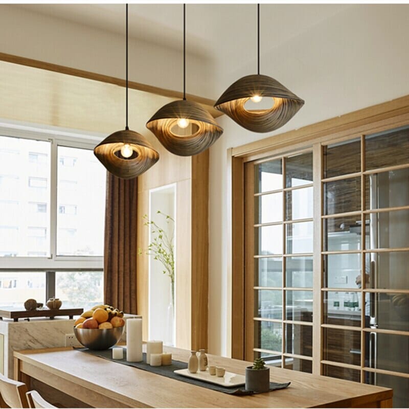 Aurela Bamboo Shell Pendant Light Handcrafted in Southeast Asia