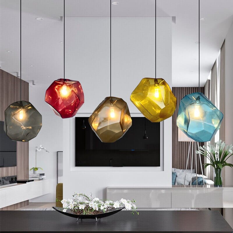 Rainbow Stained Glass Stone Chandeliers for Living Room