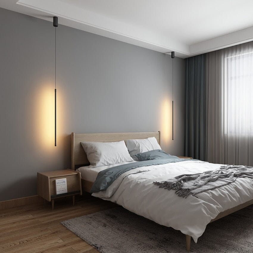 Luxe Linear LED Bedside Pendant Lamps for Cozy Bedrooms