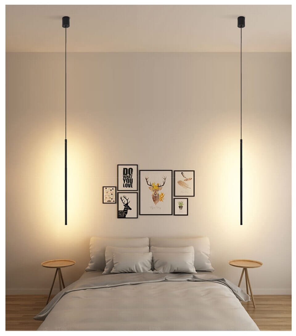 Luxe Linear LED Bedside Pendant Lamps for Cozy Bedrooms