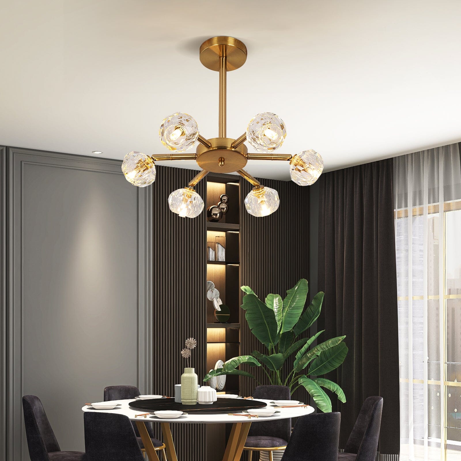 NovaLume Crystal LED Pendant Light With Metal Frame