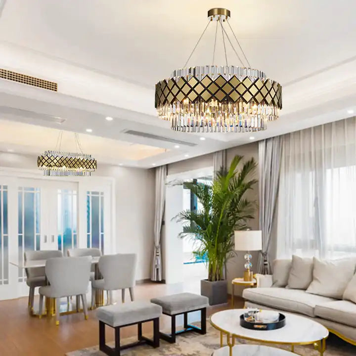 Lustre de Vidro Aurelia com Acabamento Moderno em Brilho Luxuoso