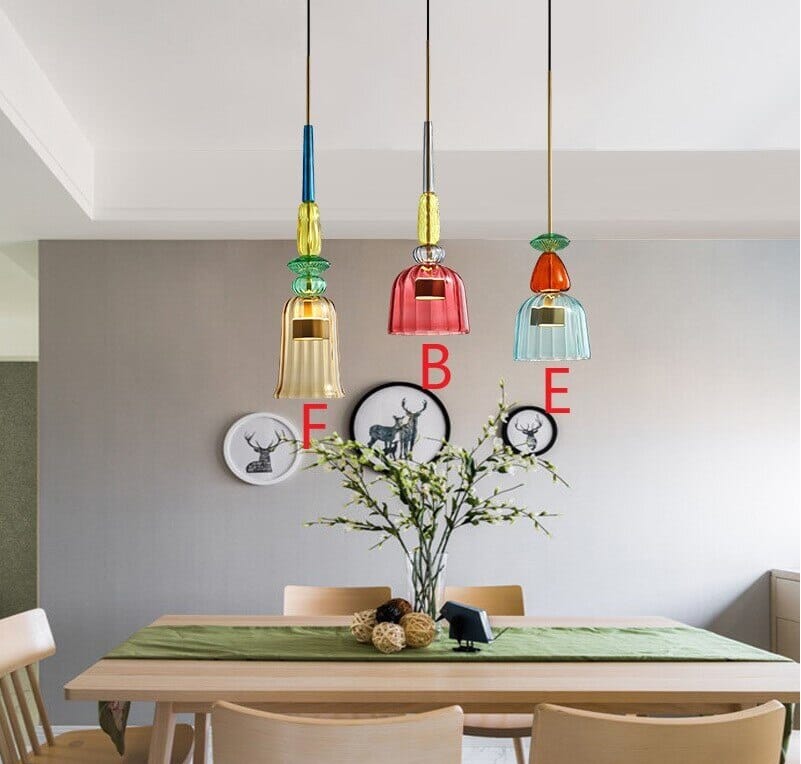 NovaCandy Color Glass Pendant Lights in Nordic Brass