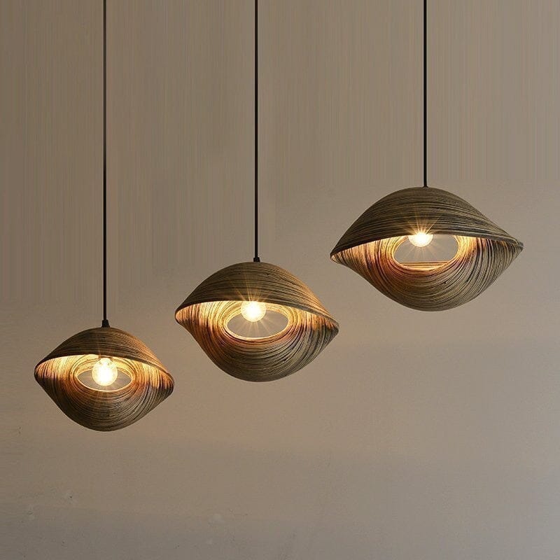 Aurela Bamboo Shell Pendant Light Handcrafted in Southeast Asia
