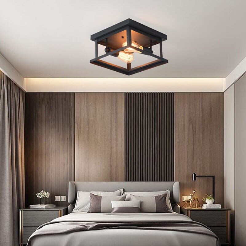 NovaSquare Retro Wrought Iron 2-Light Ceiling Light