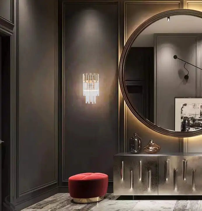 Aurelia Crystal Wall Lamp Golden Glass Round Luxury