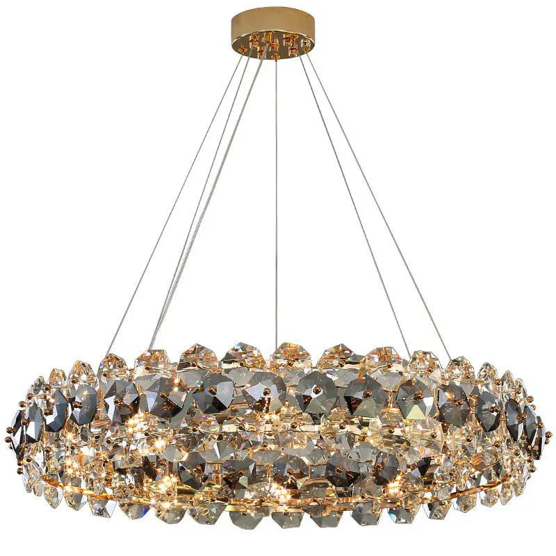 Lyra Crystal Crown Chandelier Warm Glow for Dining Rooms