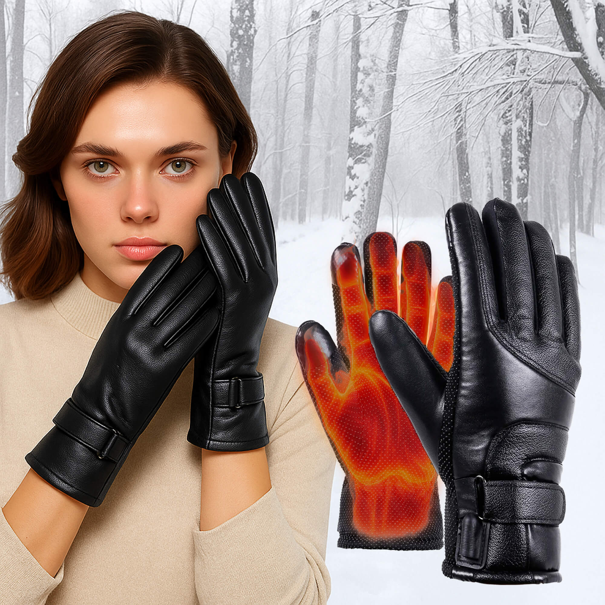 UK Women's Heated Gloves With Touchscreen And USB Rechargeable Waterproof Warmth