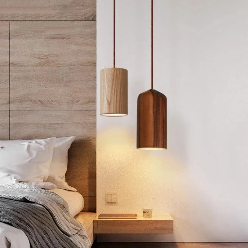 Aurelo Timber Pendant Light Nordic Style Wood Glow for Living Room