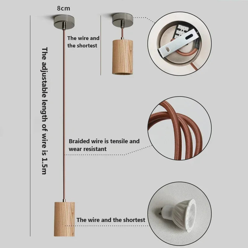 Aurelo Timber Pendant Light Nordic Style Wood Glow for Living Room