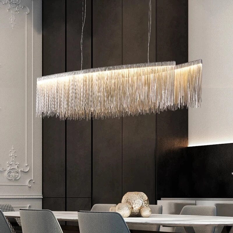 LyraLume Tassel Chandelier With Pearl Beads For Living Rooms