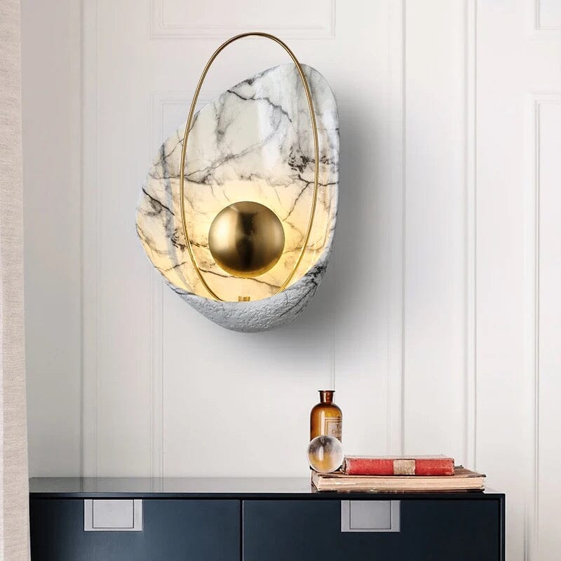 Luxe Imitation Marble Wall Lamp With Shell Pattern