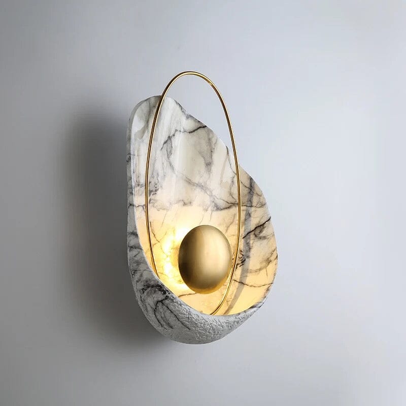 Luxe Imitation Marble Wall Lamp With Shell Pattern