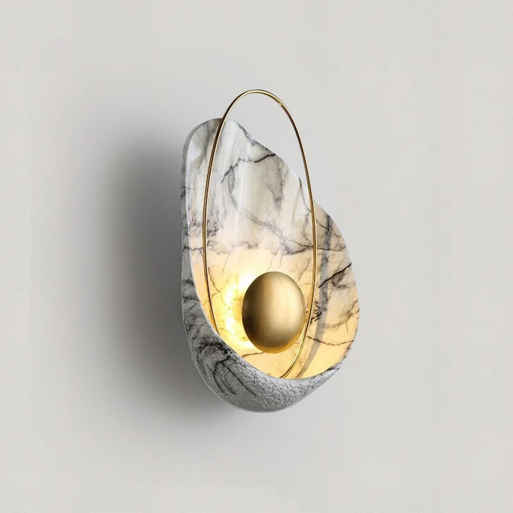 Luxe Imitation Marble Wall Lamp With Shell Pattern