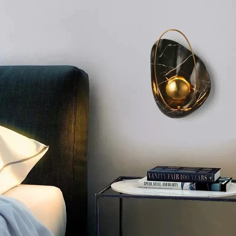 Luxe Imitation Marble Wall Lamp With Shell Pattern