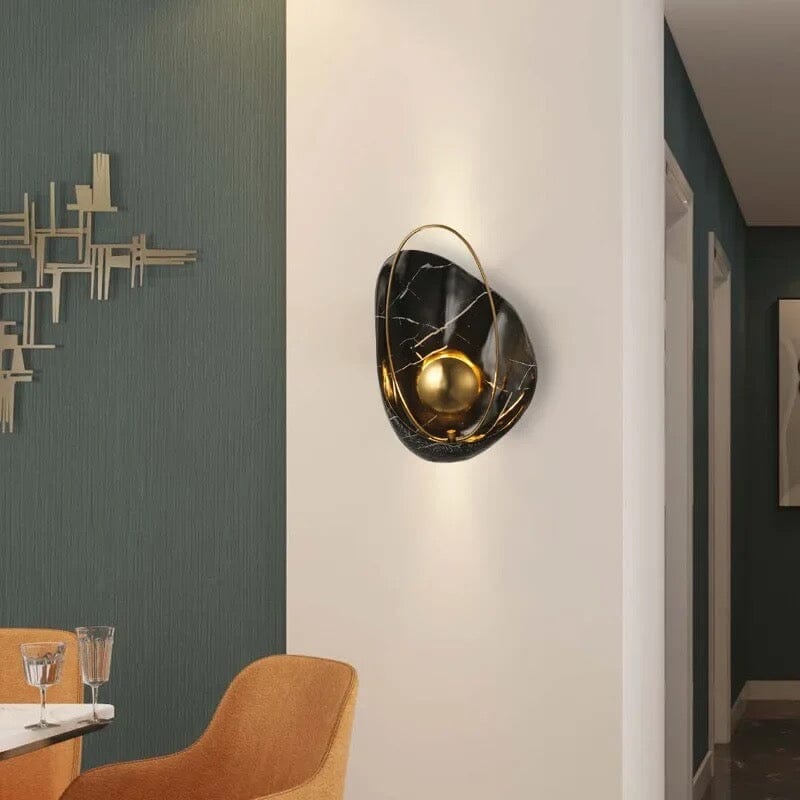 Luxe Imitation Marble Wall Lamp With Shell Pattern