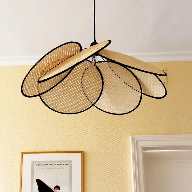 Aurelia Leaf Rattan Chandelier For Rustic Ambiance Handwoven